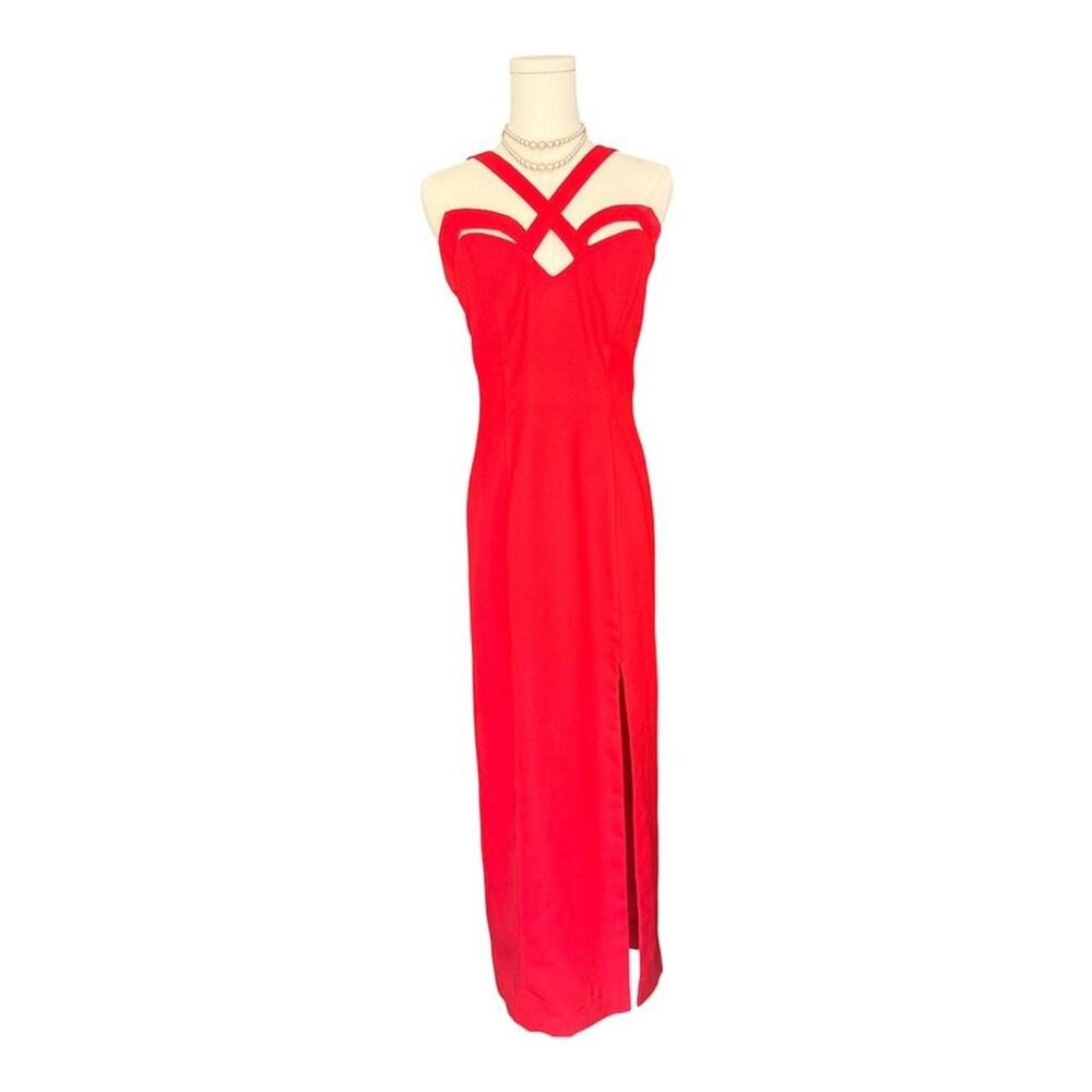 Vintage red bari jay midi dress